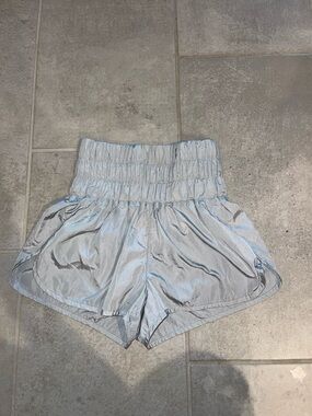 FP Movement by Free People Shimmery Light Blue High-Rise Athletic Shorts